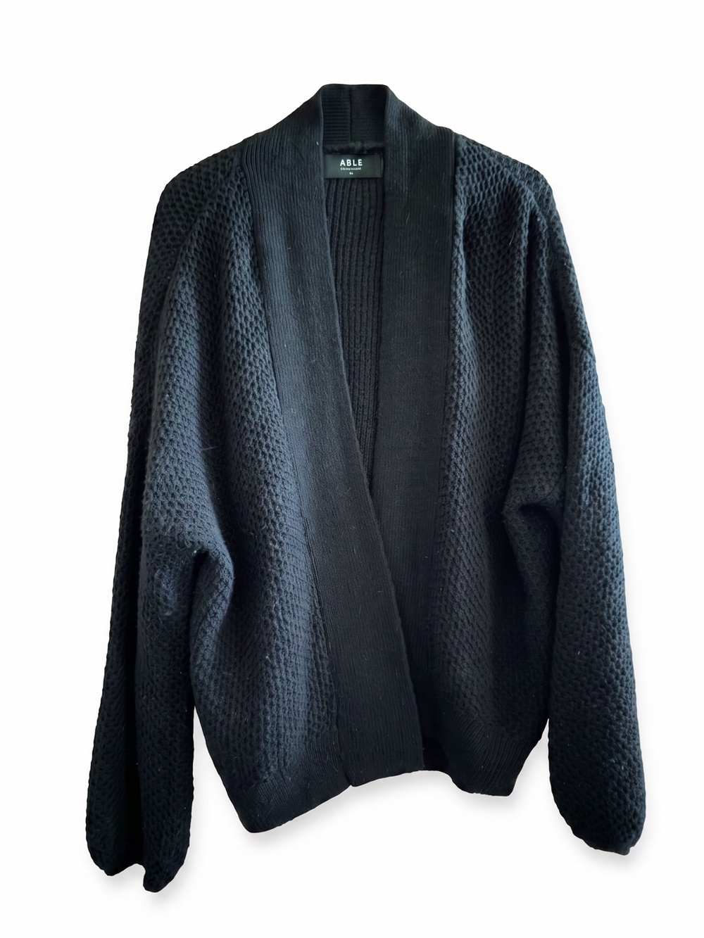 Able Black Knit Open-Front Cardigan